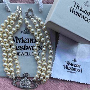 Women's Bas Relief Three-Row Embellished Necklace